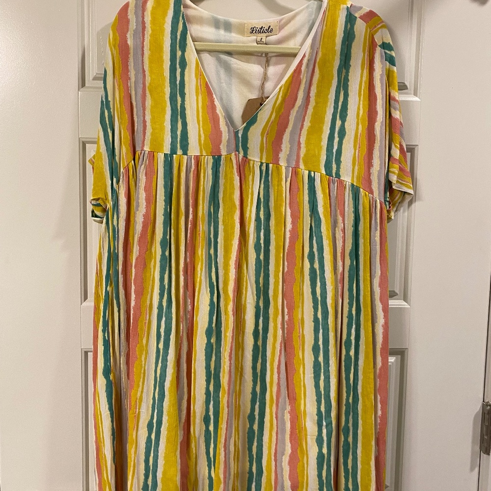 Bright boho mini dress with pockets